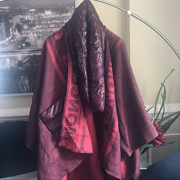 MONCLER Burgundy Unisex Mantella Cape with Scarf - Picture 6 of 8
